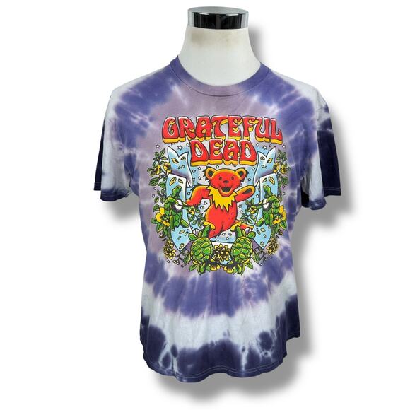 Grateful Dead T-Shirt Men's Large Purple Tie Dye Retro Dancing Bear Band Tee - Picture 1 of 8